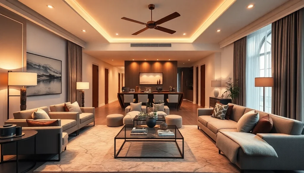 Elevate your entire interior with this stunning living room design featuring modern decor.