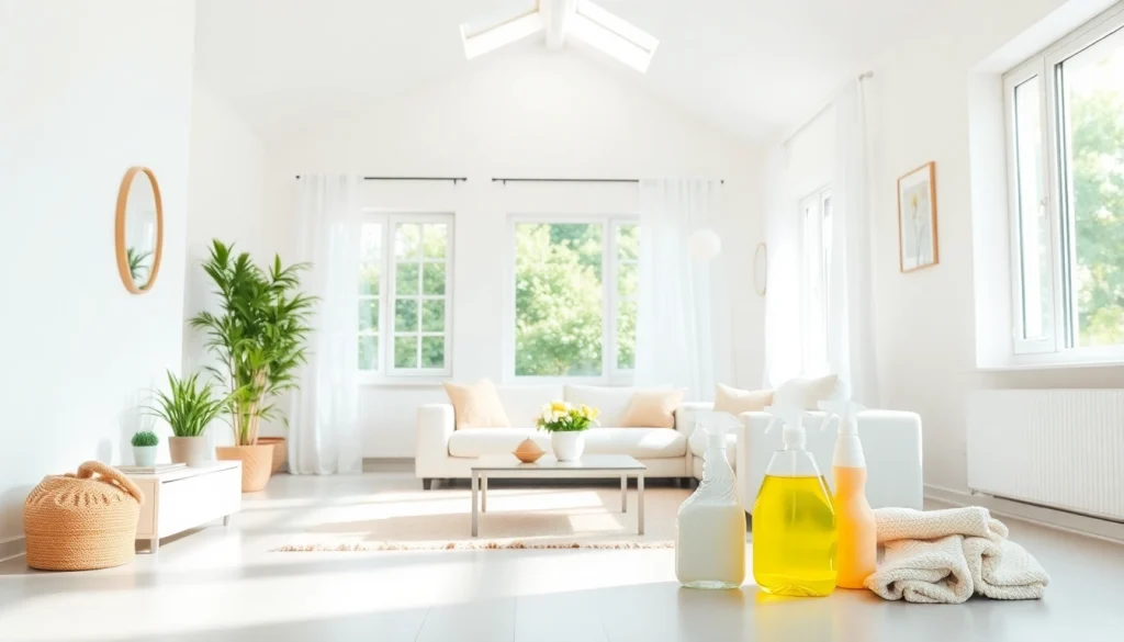 Cleaning company in Jacksonville providing a pristine living room with natural light and inviting ambiance.