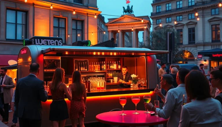 Experience Unique Berlin Events at a lively after-work party with a trendy cocktail bar and engaged guests.