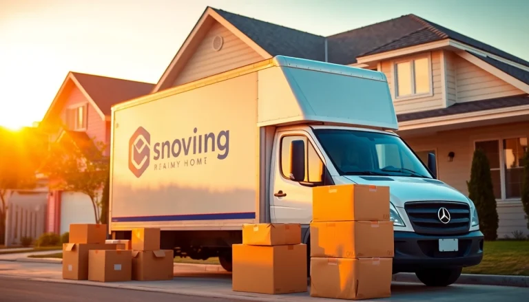 Efficient home removals West Yorkshire, featuring a moving truck and neatly packed boxes outside a welcoming family home.