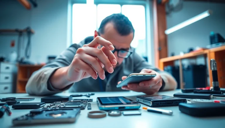 Riparazione cellulari a Torino con esperti mentre riparano uno smartphone danneggiato.