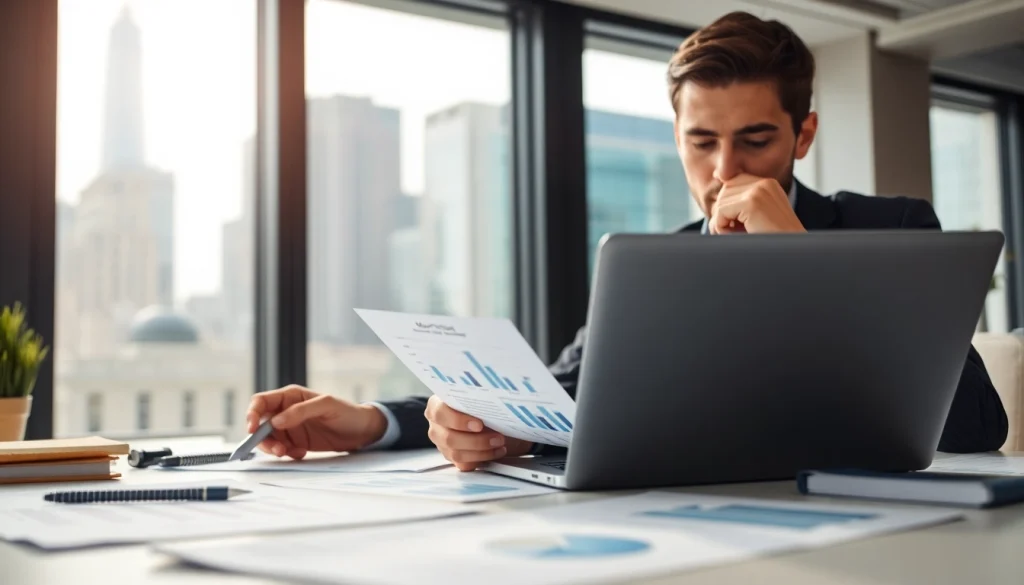 Find competitor pricing while analyzing market trends in a modern office setting.