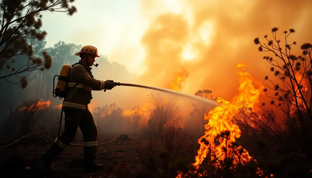 Emergency responders fighting a wildfire event in Perth, showcasing bravery and teamwork.