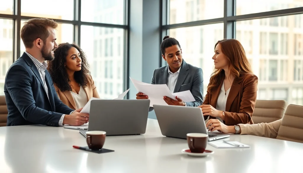 Créez votre societe commerciale avec des entrepreneurs en pleine discussion.