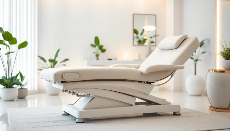 Die elektrische kosmetikliege in einem eleganten Spa-Umfeld mit weicher Polsterung.