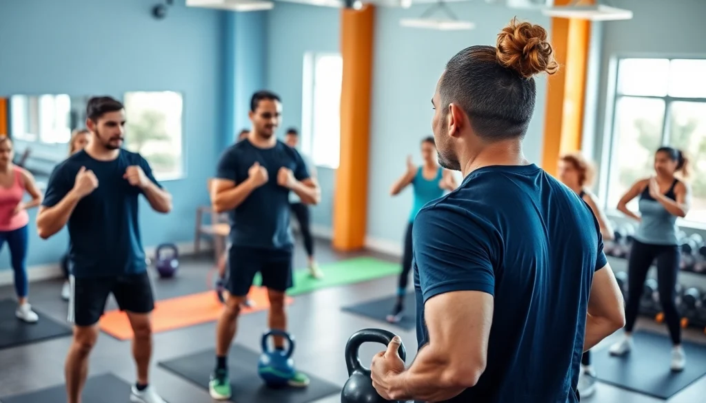 Engaged participants in gym group training enhance their fitness journey with expert guidance.