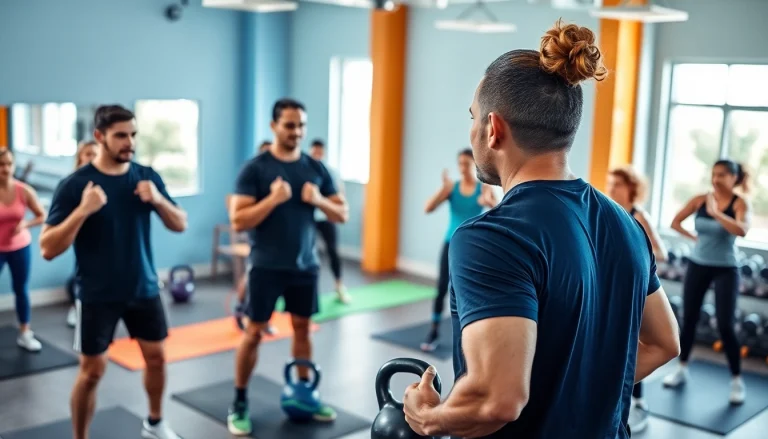 Engaged participants in gym group training enhance their fitness journey with expert guidance.