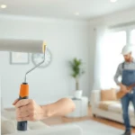 Find drywall painting contractors near me working expertly in a bright residential setting.