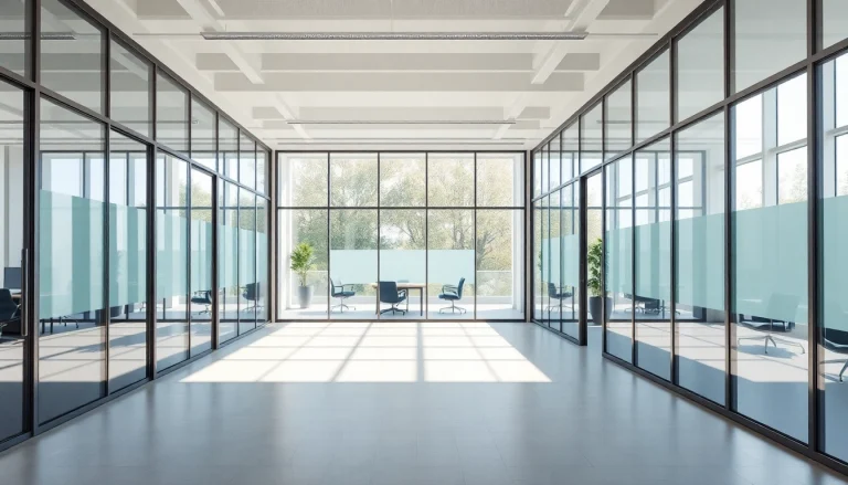 Enhance collaboration with movable glass partitions in a modern office setting