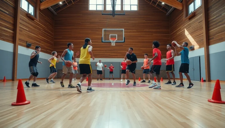 Engaged athletes in basketball training programs near me demonstrating skill development during a session.