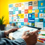 Crafting a trademark logo with precision in a dynamic design studio environment.