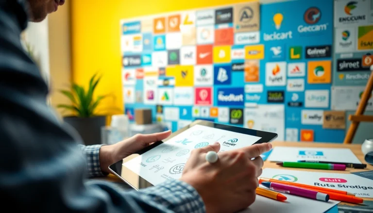 Crafting a trademark logo with precision in a dynamic design studio environment.