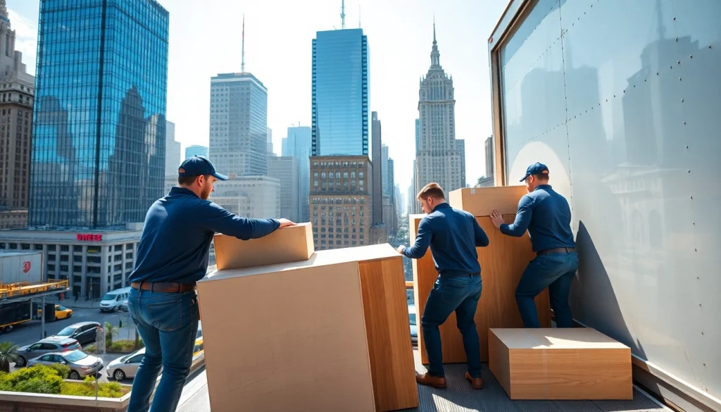 Movers from a Moving company nyc efficiently handling furniture during a city move.