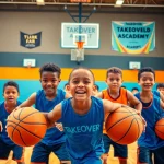 Dynamic training session at the Takeover Basketball Academy, showcasing young athletes in action.