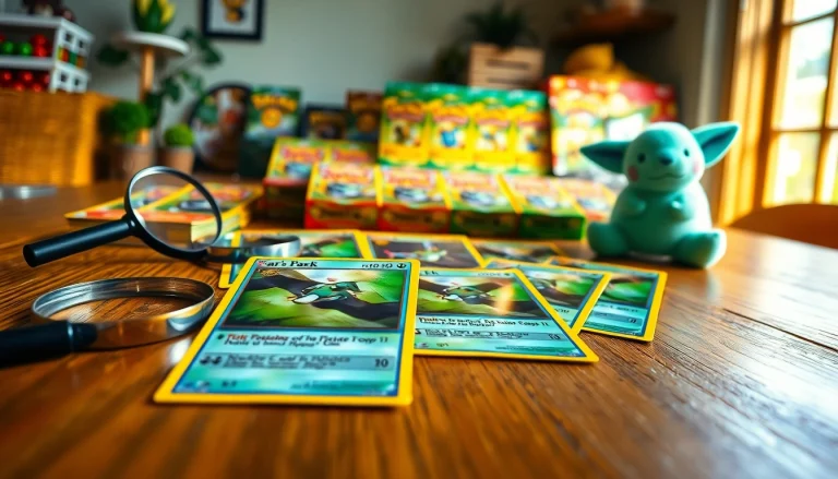 Showcase of real Pokémon cards, featuring rare and shiny designs, inviting nostalgic collectors.