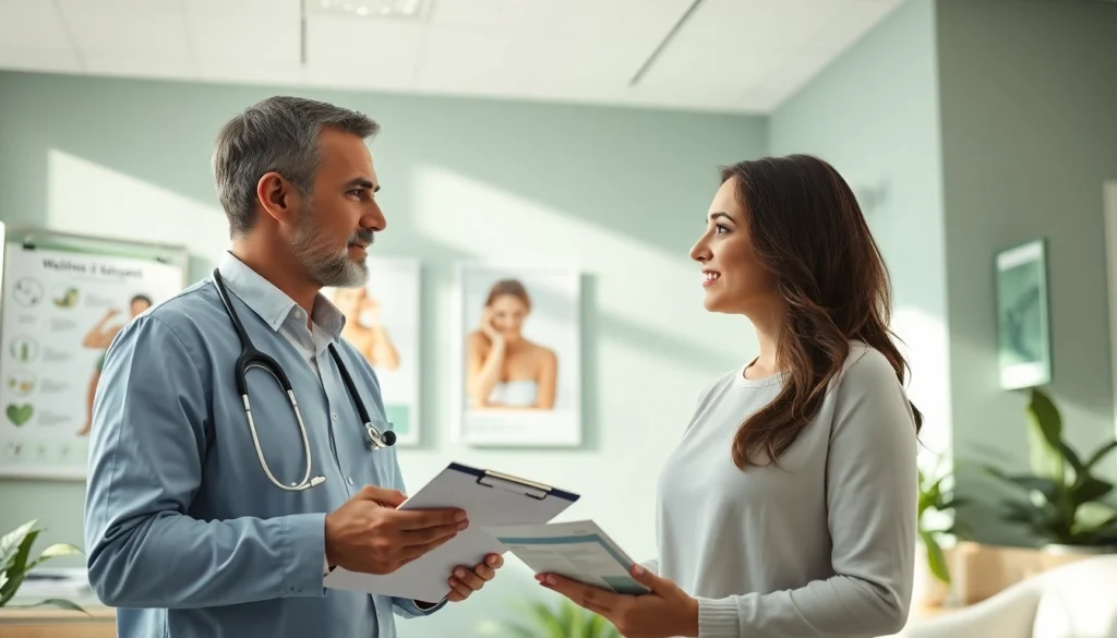 Engaging consultation on weight loss injection med in a modern clinic setting, highlighting patient-provider interaction.