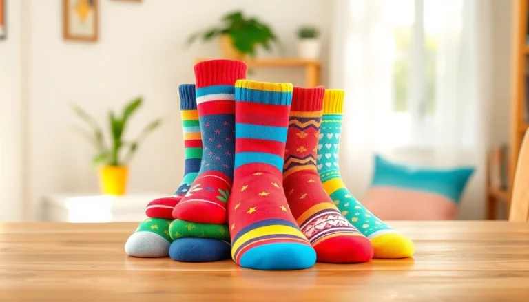 Showcase of 5 Pairs Mixed Socks in a colorful arrangement demonstrating various patterns.