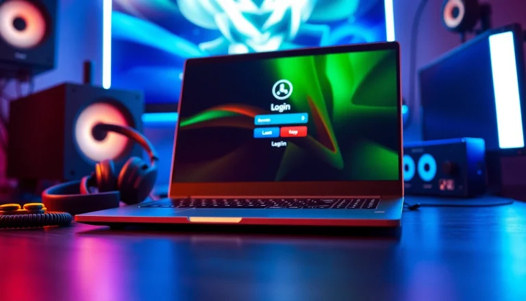 Masuk ke login batman138 di laptop dengan headset dan aksesori gaming modern.