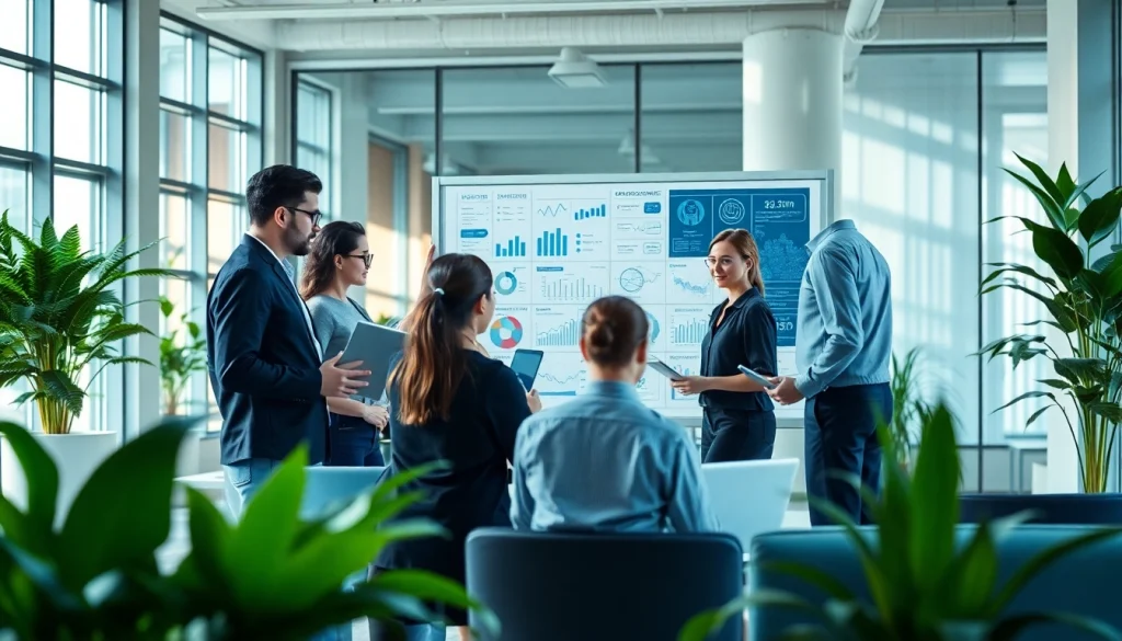 Engaged team discussing managed it service strategies in a modern office environment.