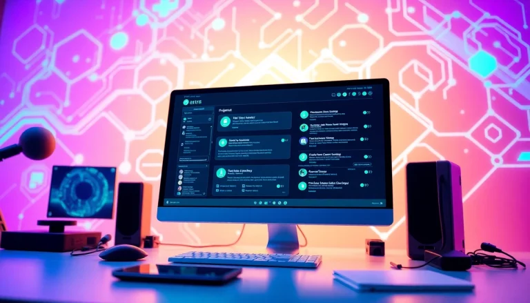 Engaging AI bot for websites presented on a computer screen in a tech-savvy workspace.