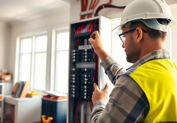 Upgrade of an Electrical Panel Clearwater with a professional technician in a home setting.