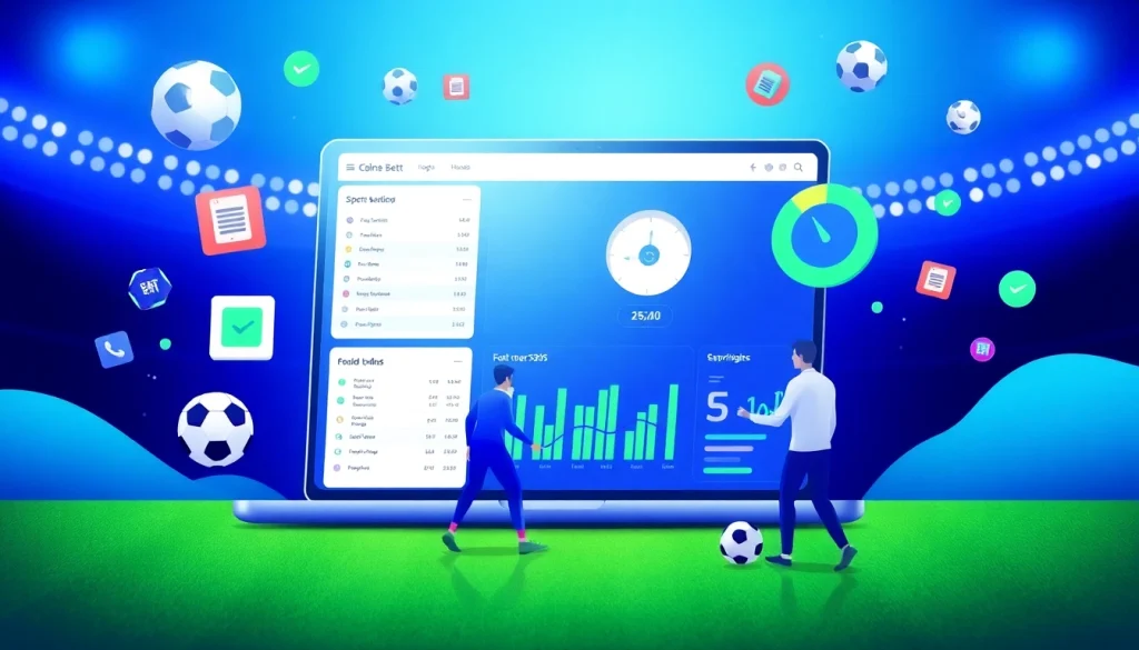 Engaging illustration of situs judi bola showcasing betting features like odds and soccer icons for immersive online experience.