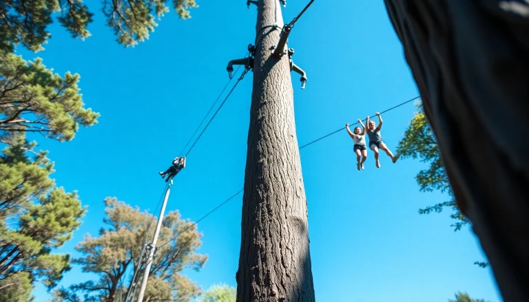 Experience thrilling zip wire kits with an adventure park backdrop and enthusiastic participants.