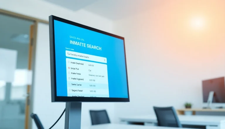 Perform a Santa Ana jail inmate search with an organized online interface displayed on a monitor.