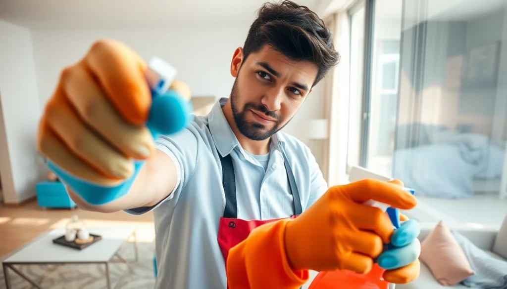 Engaging bond cleaning brisbane service showcasing a cleaner in action.