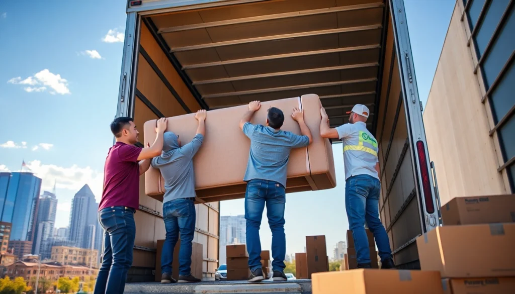 Movers packing items during a move with moving companies Toronto expertise and professionalism.