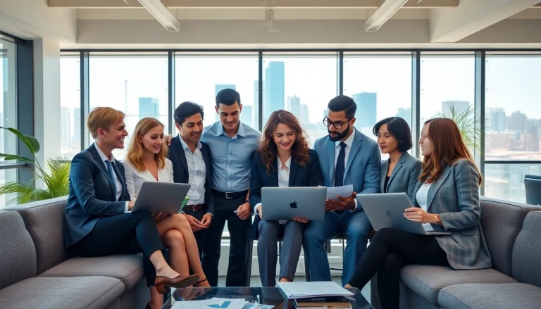 Empowered team of Quickplus Business Consultants engaging collaboratively in a modern office.