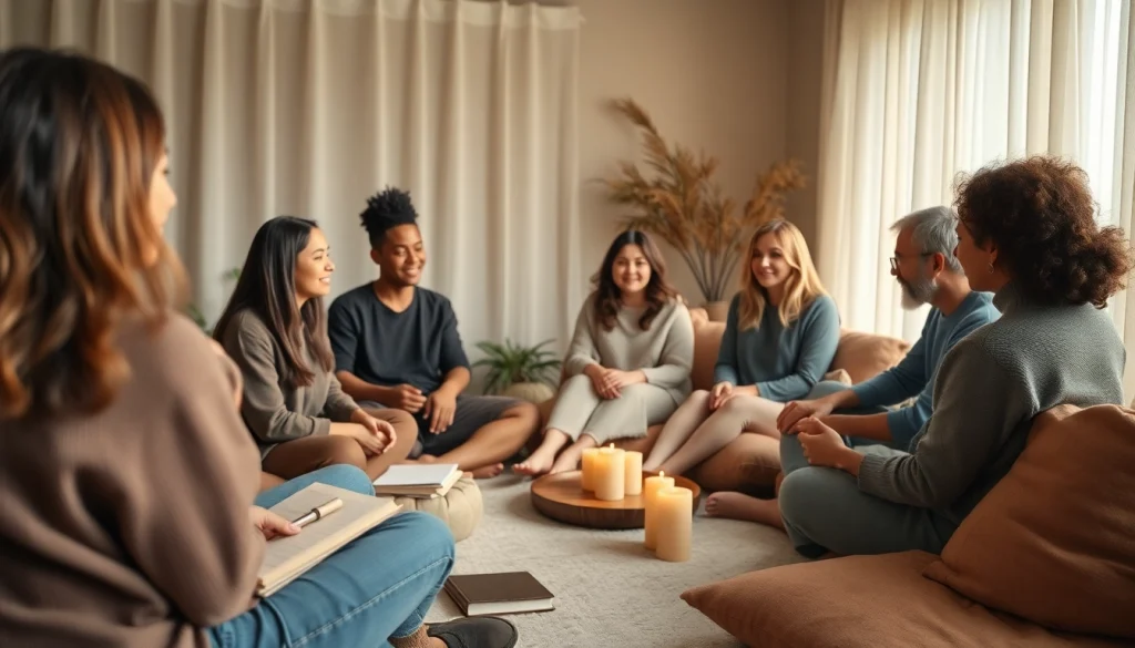 Group therapy session focusing on healing trauma through shared experiences and support.