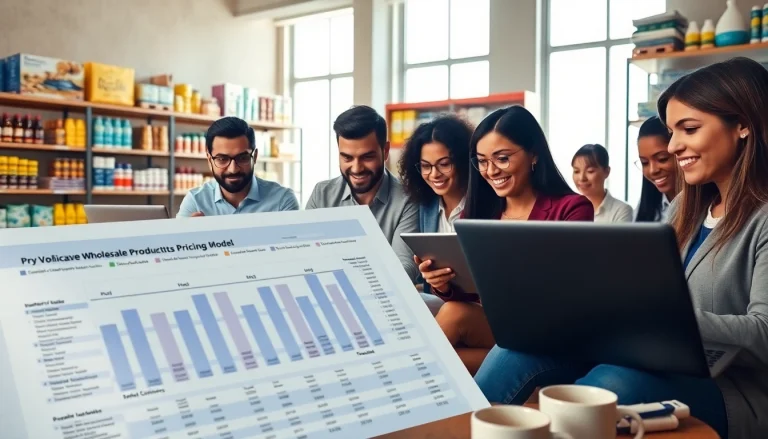 Engaged team discussing amazon business wholesale in a bright, professional office setting