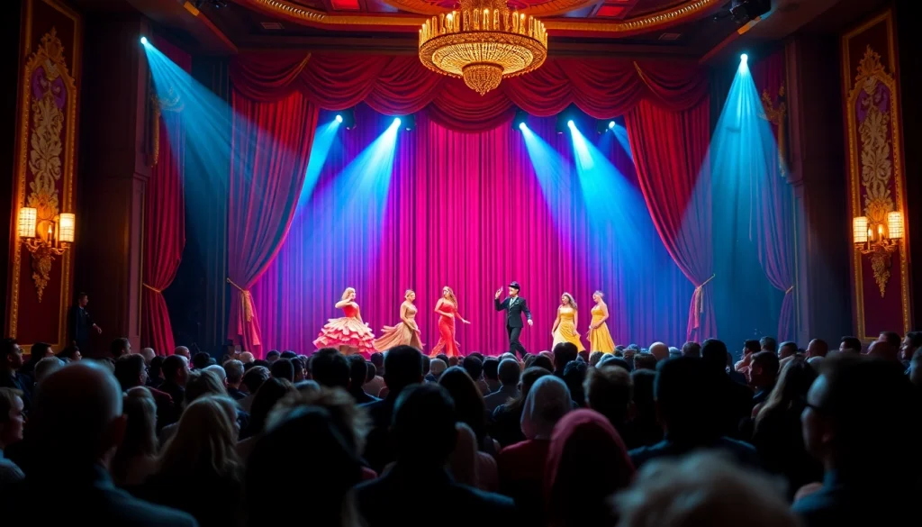 Experience the thrill of matinee vegas, with lively performers captivating an enthusiastic audience.