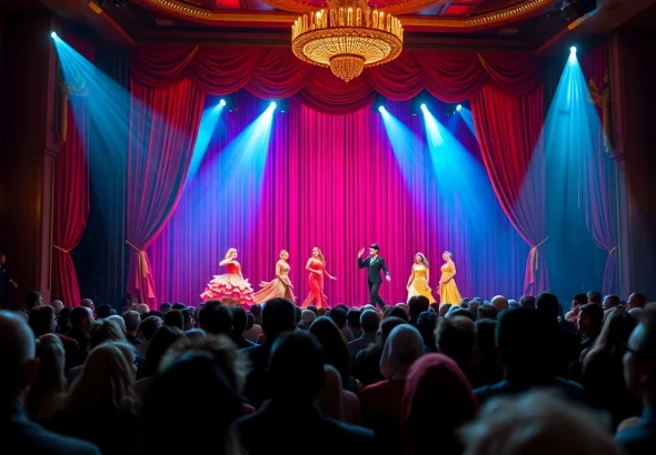 Experience the thrill of matinee vegas, with lively performers captivating an enthusiastic audience.