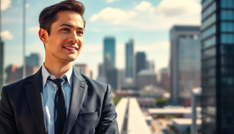 Elevate your brand with stunning Denver Corporate Headshots featuring a professional in a vibrant city setting.