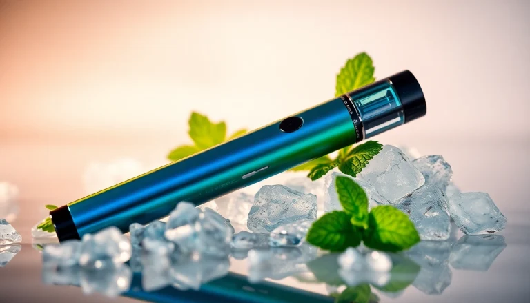 Capture the cool freshness of Raz LTX 25K FROZEN Edition vape device surrounded by ice and mint.