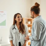 Consultation at a weight loss clinic in las vegas with a nutritionist and a client discussing health.
